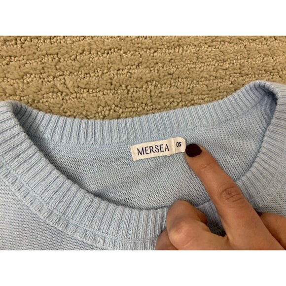 Mersea Catalina Oversized Crewneck Blue Lagenlook Side Slit Sweater Womens OS - Picture 5 of 12